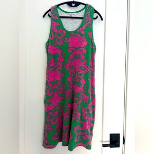 Vintage Lilly Pulitzer Beach Coverup fish print green and pink racerback